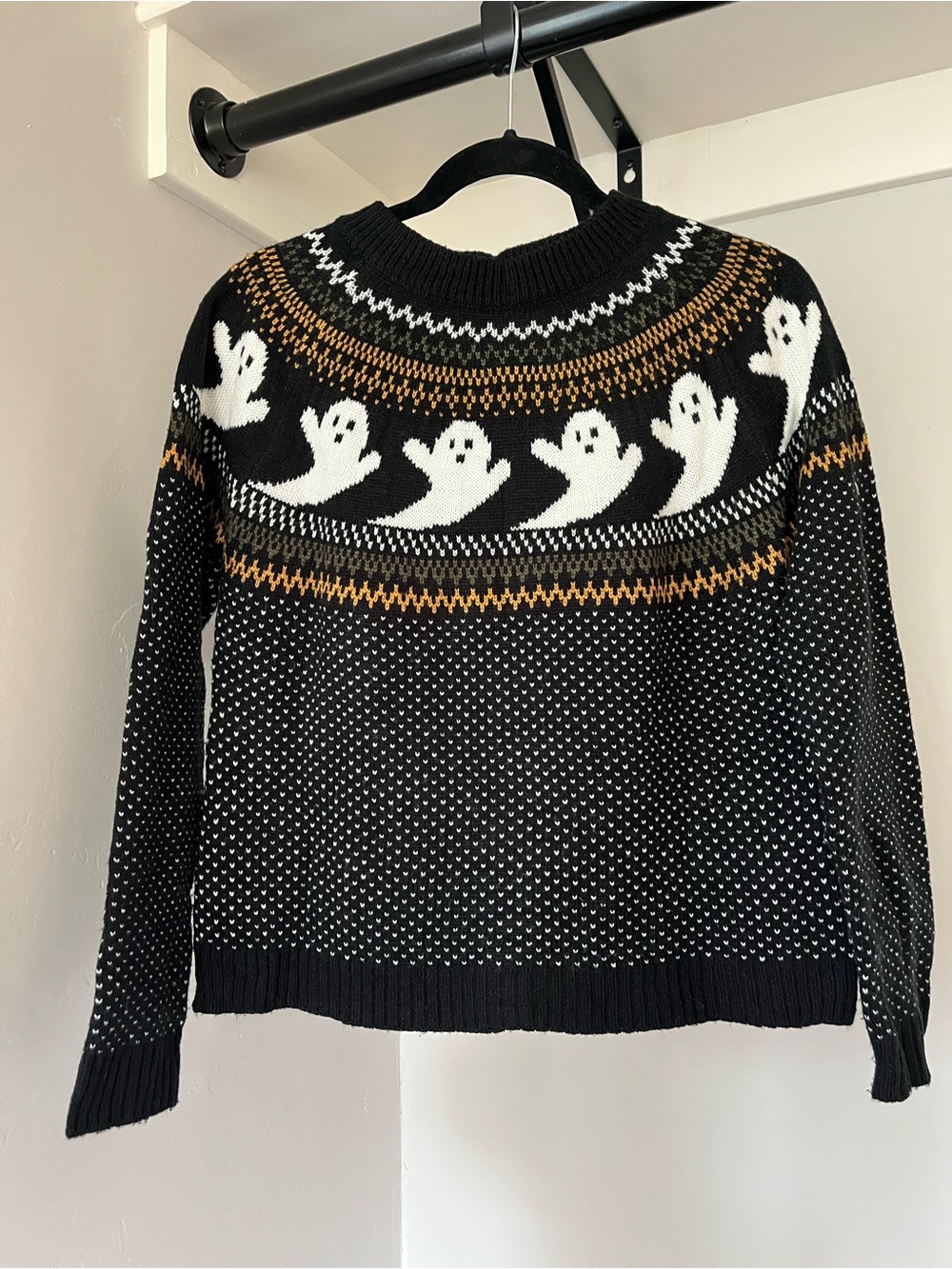 Black Ghost Yoke Crewneck Sweater - Women